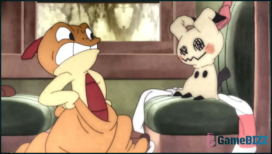 Scraggy und Mimikyu spielen die Hauptrolle in einem überraschend frechen Pokemon-Cartoon im Retro-Stil