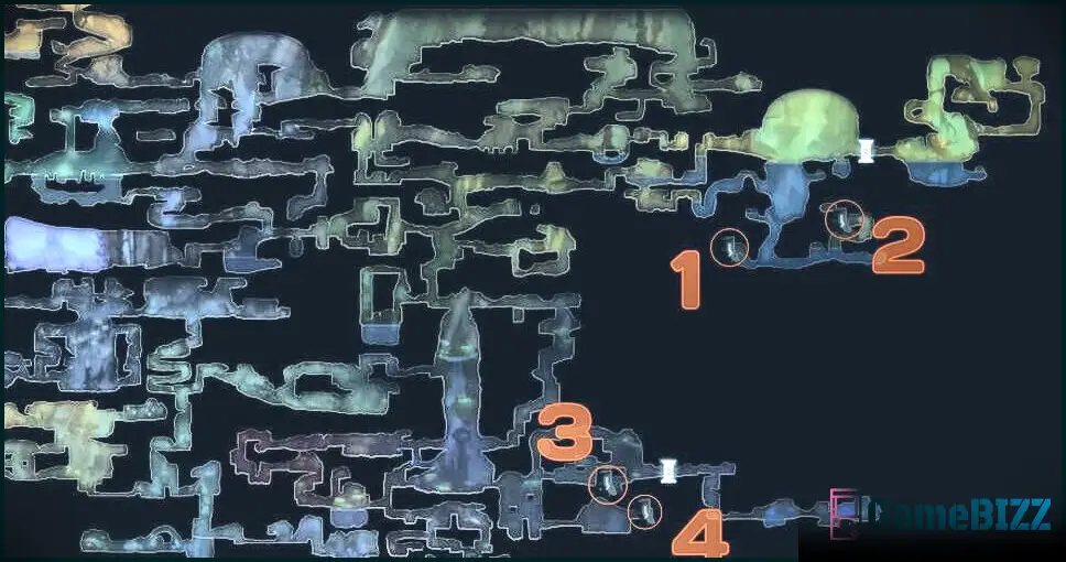 Ori and the Blind Forest Thornfelt Swamp map marked with the locations of each keystone and spirit gate