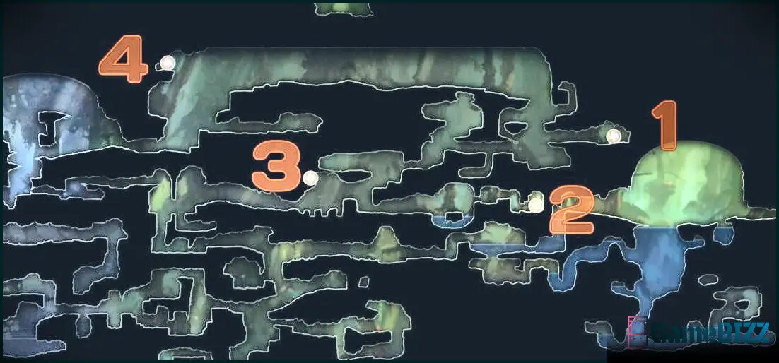 Ori und der Blind Forest Thornfelt Sumpfkarte mit den Orten der Fähigkeitspunkte gekennzeichnet