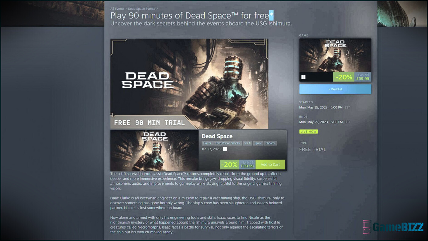 Steam bietet jetzt Spielversuche an, beginnend mit Dead Space Remake