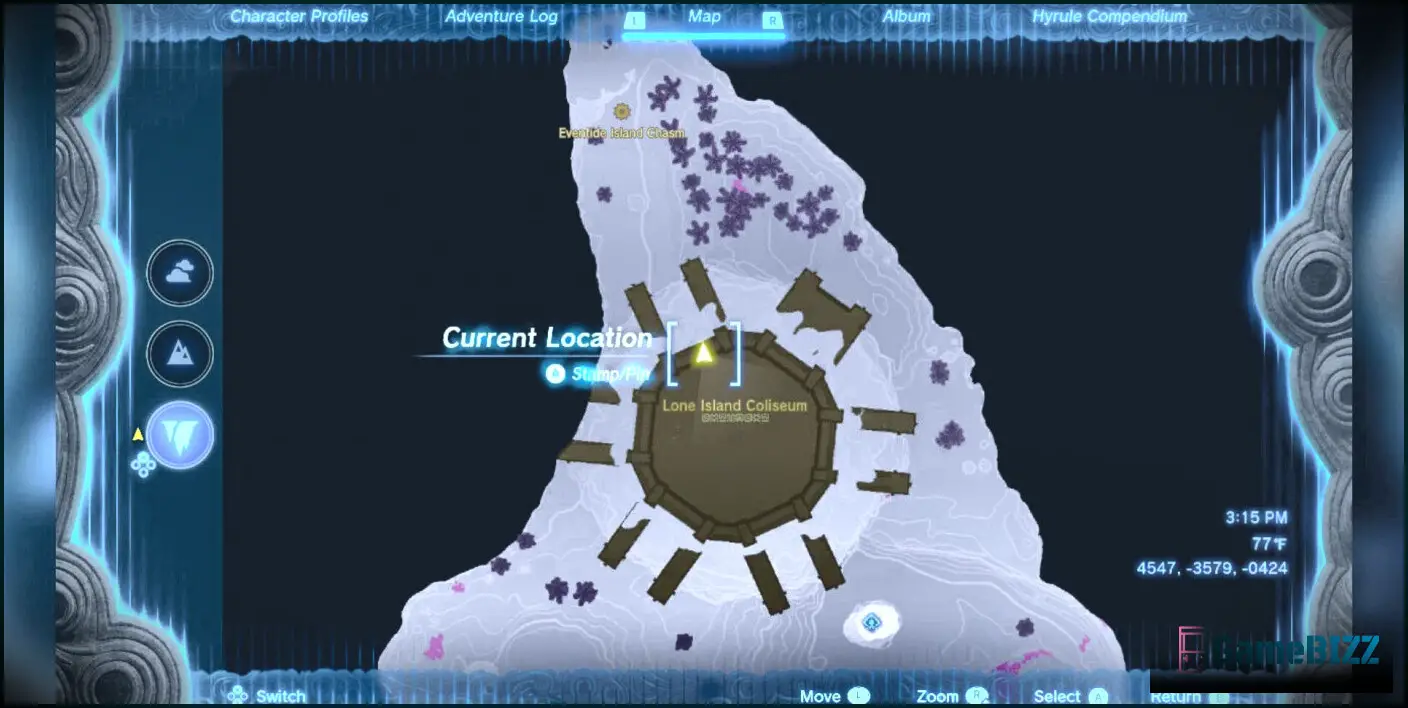 Map of The Depths showing the Lone Island Coliseum.