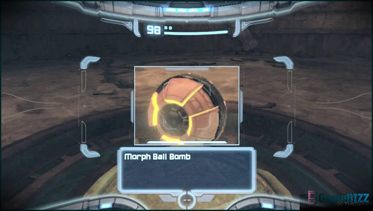 Samus scannt die Morph -Ballbombe kurz vor dem Erwerb.