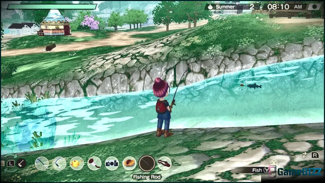story of seasons a wonderful life fishing a farmer fishing in the river