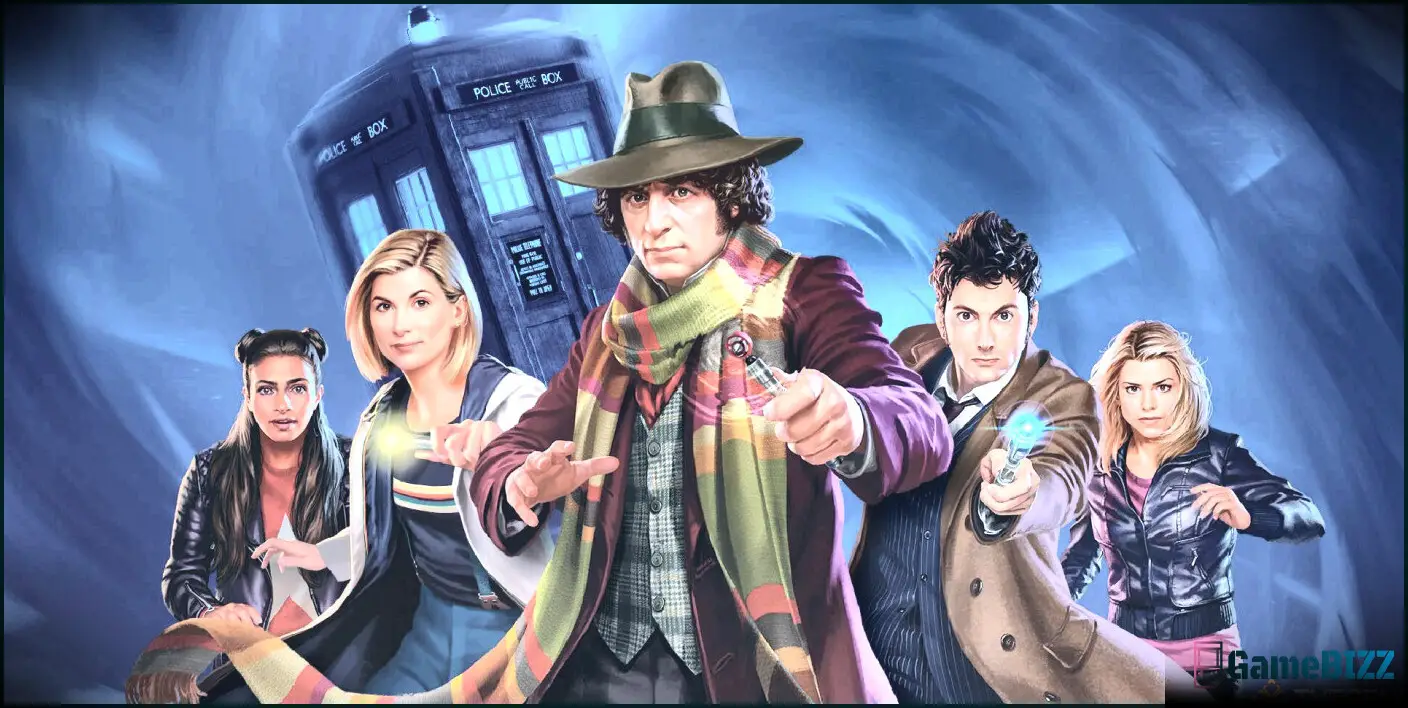MTG Doctor Who Fourth, Tenth, and Eleventh Doctors and their companions