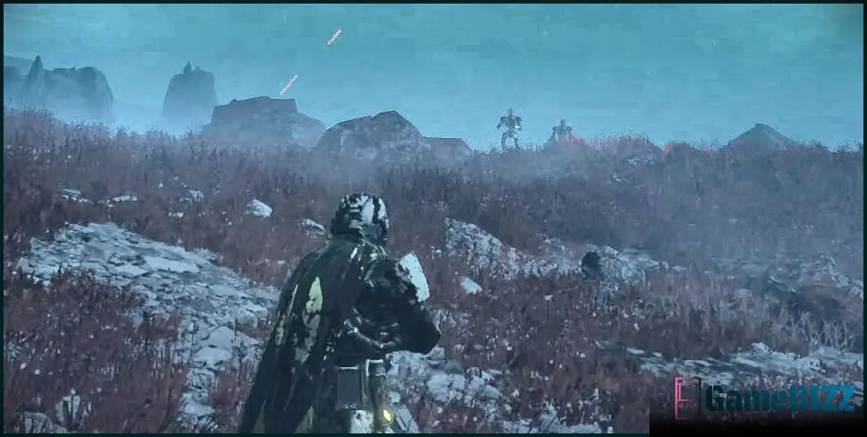 a player spots an automaton patrol coming over the top of a hill in helldivers 2